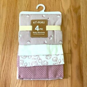 NEW 4 Baby Receiving Blankets Cotton Baby Girls | Kit and Pearl